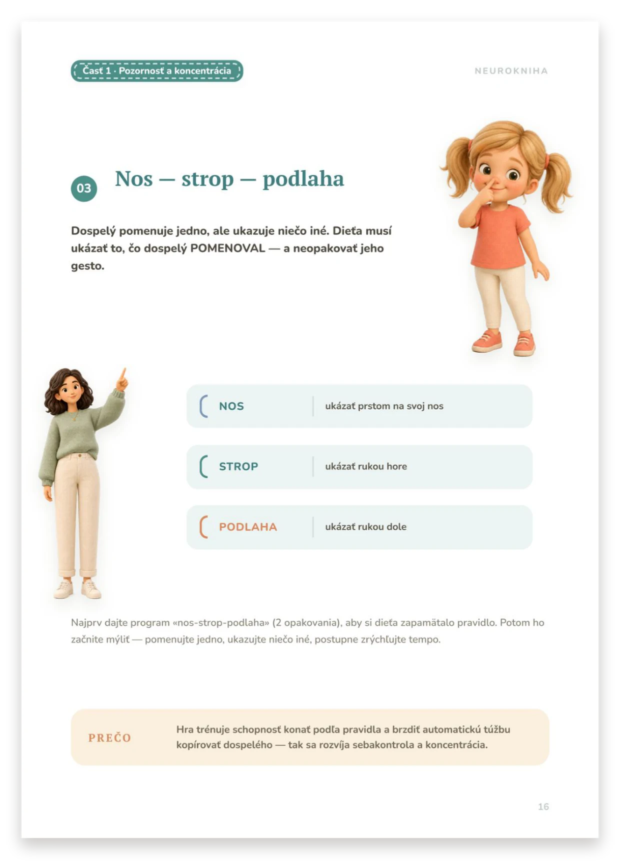 Cvičenie Nos — strop — podlaha